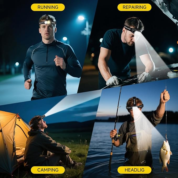 iToncs Rechargeable Headlamp Super Bright High Lumens, 3Pack LED Head Lamp with 5 Modes, 120° Adjustable Head Lights for Forehead, Waterproof HeadLamps for Adults Camping Hunting Hiking