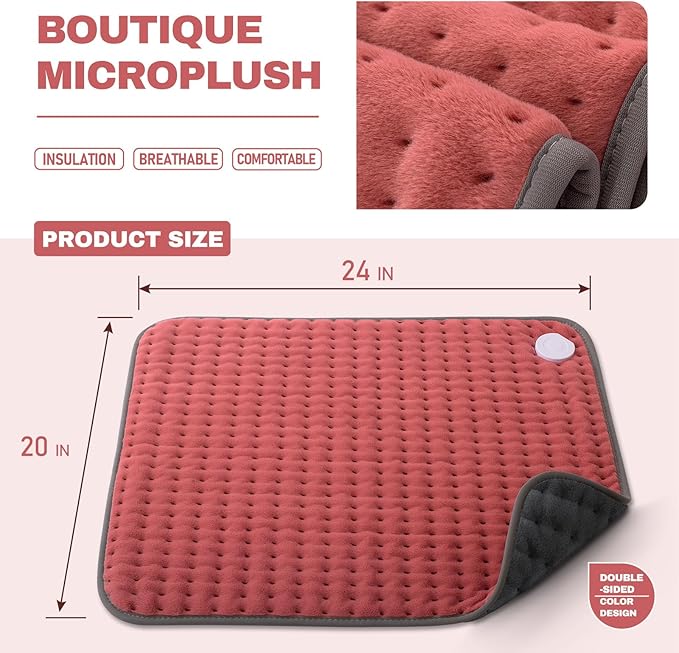 Heating pad for Back, Neck, Shoulder, Cramps and Leg Pain Relief, Heat Pads Christmas Gifts for Women, Men, Mom, Dad, Auto-Off,Machine Washable,Moist Dry Heat Options,Extra Large 20"x24"