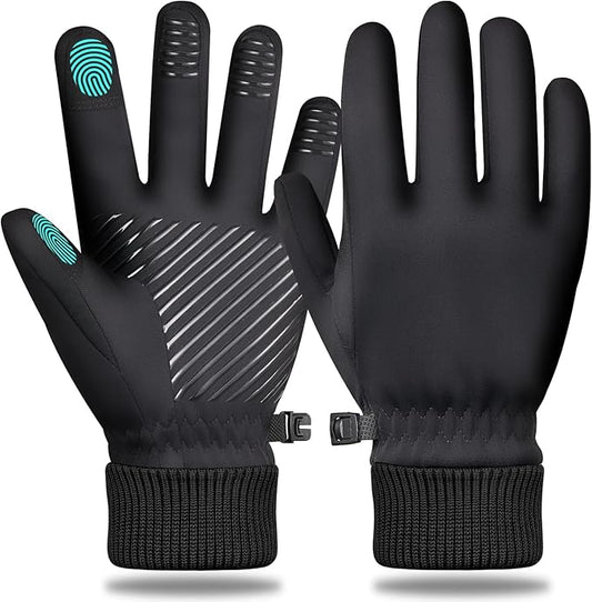 Winter Waterproof Gloves for Women: Water Proof Touch Screen Gloves for Men Running Hiking, Cold Weather Touchscreen Gloves for Phone Texting, Warm Snow Water Resistant Thermal Gloves Black
