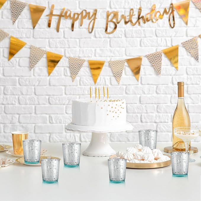 36 Pcs Silver Votive Candle Holders,Mercury Glass Candle Holder,Tealight Candle Holders Bulk for Wedding Holiday Centerpiece Table Party Home Valentines Day Decor