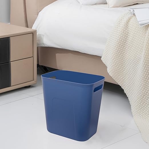 UUJOLY Plastic Small Trash Can Wastebasket, Garbage Container Basket for Bathrooms, Laundry Room, Kitchens, Offices, Kids Rooms, Dorms, 3.5 Gallon, Blue