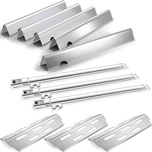 Grill Replacement Parts for Weber Genesis II 300 Series Gas Grills, 17 Inch Flavorizer Bars Heat Deflectors 3 Burner Tubes Kit for Weber 7489 67490 67491 LP and NG BBQ Grill Models