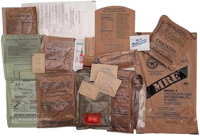 MRE, U.S. MRE Meals, Emergency Supplies, Emergency Food Supply, Survival Food, Freeze Dried Food w/Flameless Heater, Ready Meals (Variety Pack of 24) – (A & B Case Inspection 2025, 2026)