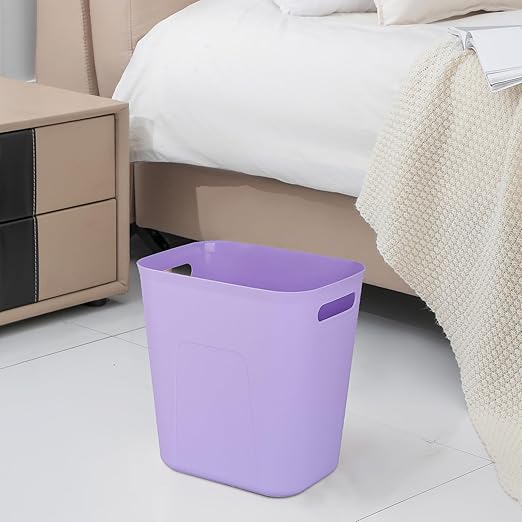 UUJOLY Plastic Small Trash Can Wastebasket, Garbage Container Basket for Bathrooms, Laundry Room, Kitchens, Offices, Kids Rooms, Dorms, 3.5 Gallon, Purple