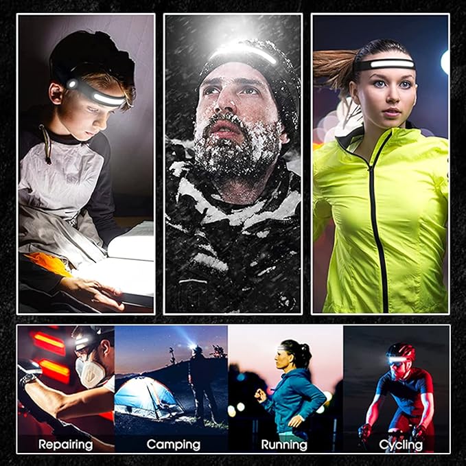 Everlyte Headlamp Rechargeable 3PCS, 230° Wide Beam Head Lamps LED with Motion Sensor for Adults, Mechanic Headlamp, Weatherproof, Lightweight Head Lights Flashlight for Hard Hat, Camping, Running