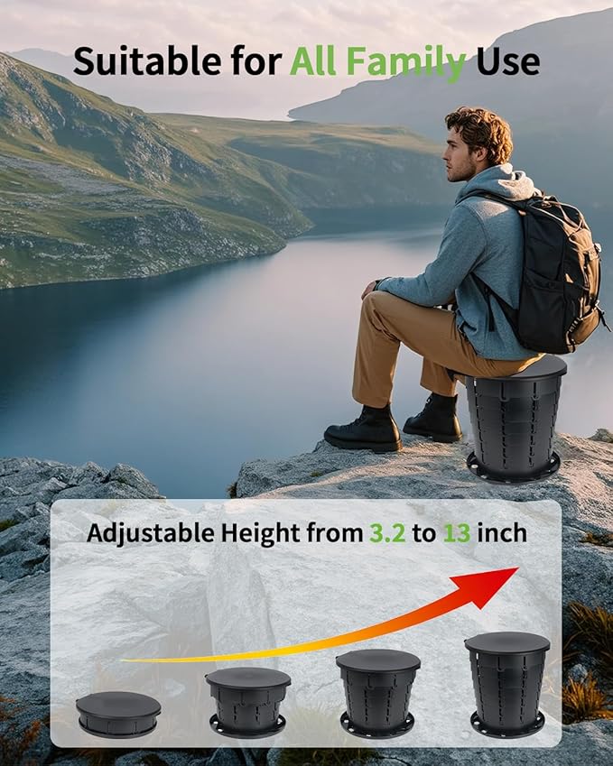 Camping Toilet Retractable Portable Toilet Portable Potty Foldable Toilet Adjustable Height for Camping, Hiking, Fishing, Travel & Car Use