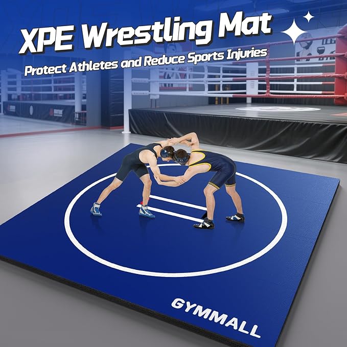 GYMMALL Wrestling Mat 10'x10'/6.6'x10' for Home Outdoor Indoor, 1.2" Thick Foldable XPE Jiu Jitsu Floor Exercise Mat for Gymnastics, PE Training, BJJ, MMA, Martial Art, Grappling, Judo, Boxing, Yoga