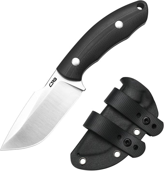 CJRB Mutt Fixed Blade Knife with Sheath, 3.18" AR-RPM9 Steel Blade EDC Fixed Blade Camping Knife with G10 Handle, Small Bushcraft Survival Hunting Knives for Men Women, J1958 Black