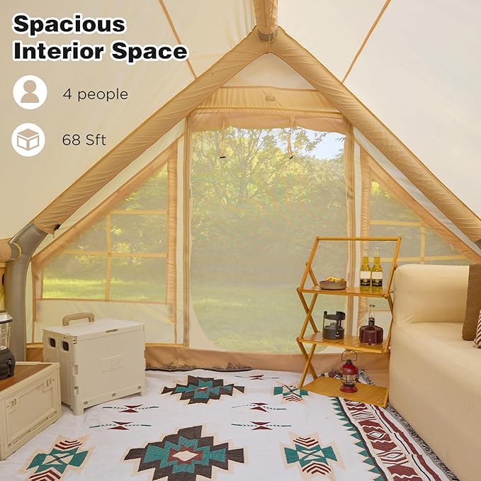 YOLENY Inflatable Camping Tent for 4-6 Person, Easy Setup Portable Water-Resistant Cabin Tent with Mesh Windows & Pumps
