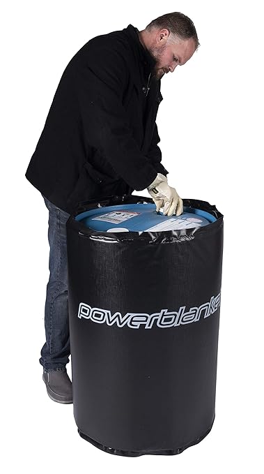 Powerblanket BH55RR-80 Industrial Grade/Weather Resistant D-15 Vinyl Shell 55 gal Insulated Drum Heating Blanket, Fixed Internal Thermostat 80 Degree F, Barrel Heater, Black