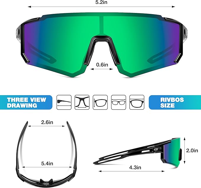 RIVBOS Youth Baseball Sunglasses for Kids(Boys&Girls) Polarized UV Protection Cycling Glasses RYS008