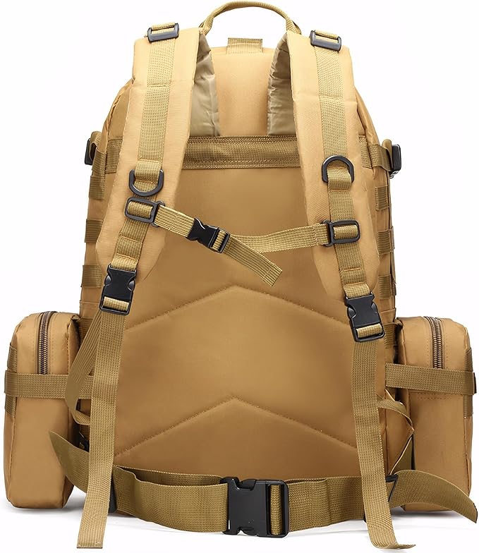 Military Tactical Backpack for Men 60L Waterproof Bug Out Bag Survival Rucksack Go Bag Emergency Molle System Army 3 Day Assault Pack for Hiking Hunting Camping Tan