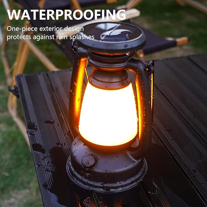 4000mAh Classic Solar-Powered Rechargeable Camping Lantern: Vintage Style for Hiking, Hunting, and Fishing. Brightness Adjustable and eco-Friendly for Outdoor Adventures. (1)