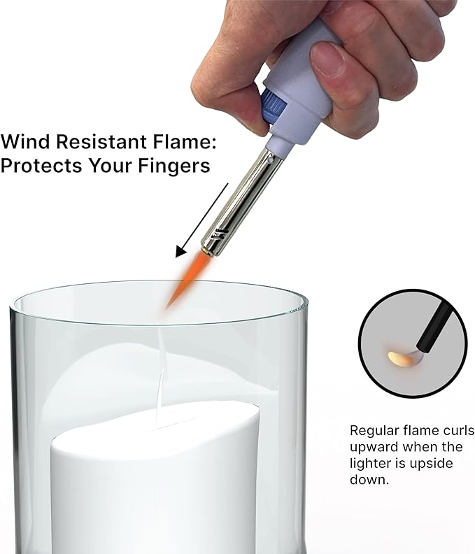 MK Candle Lighter, Butane Refillable Wind-Resistant Flame, 6-Pack for BBQ, Camping, Outdoor Use (NBR-6PC)