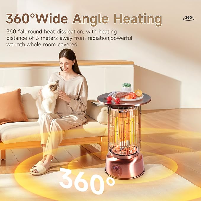 Space Heater, 2000W Electric Heaters Indoor Portable with Thermostat, High Efficiency Heating of Carbon Brazed Tubes Heater for Bedroom, Office and Indoor Use