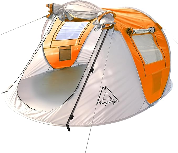 TENPLAY Pop Up Tent,2 People,190T Polyester,Waterproof2000mm,PU Coating,Automatic Setup,2Door,UV Protection,Lightweight,Portable Tent for Hiking,Picnic,Camping
