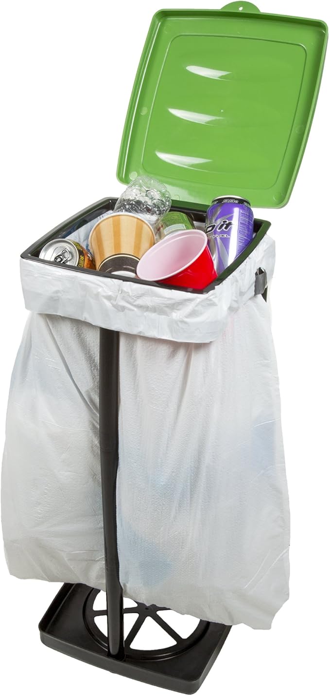 Portable Trash Bag Holder - Collapsible Trashcan for Garbage - Indoor/Outdoor Use - Ideal for Camping, Recycling, and More by Wakeman Outdoors (Green)