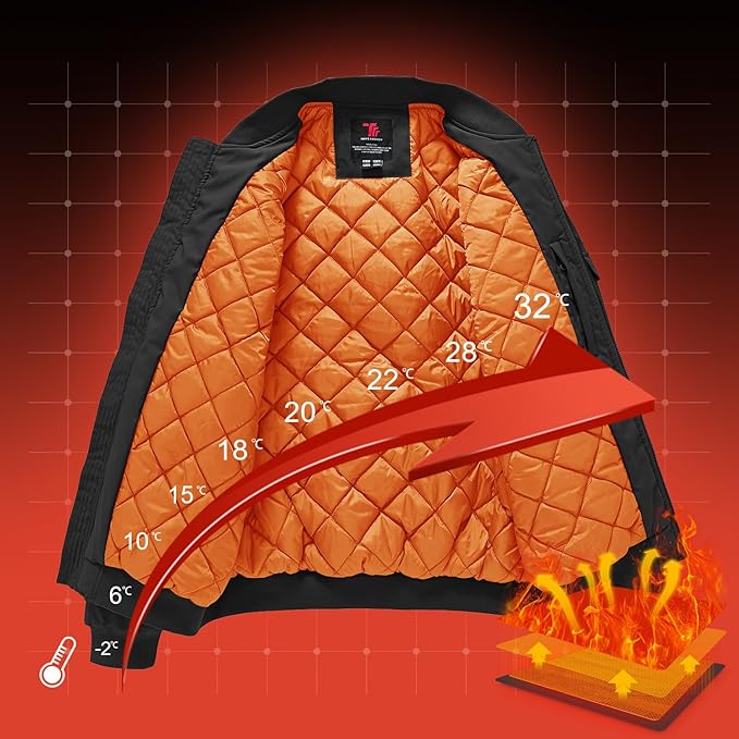 Gopune Men's Windproof Bomber Jacket Warm Water Resistant Windbreaker Winter Outwear Quilted Jackets Coats