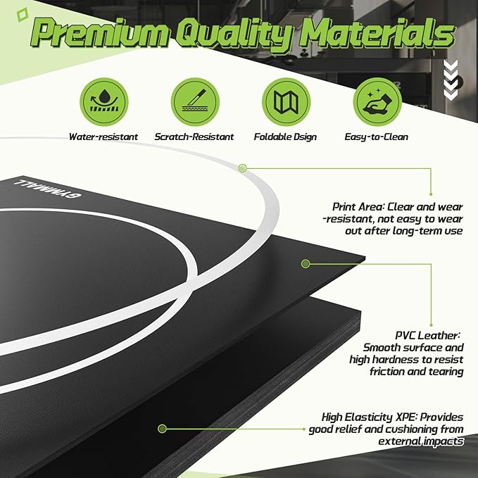 GYMMALL Wrestling Mat 10'x10'/6.6'x10' for Home Outdoor Indoor, 1.2" Thick Foldable XPE Jiu Jitsu Floor Exercise Mat for Gymnastics, PE Training, BJJ, MMA, Martial Art, Grappling, Judo, Boxing, Yoga