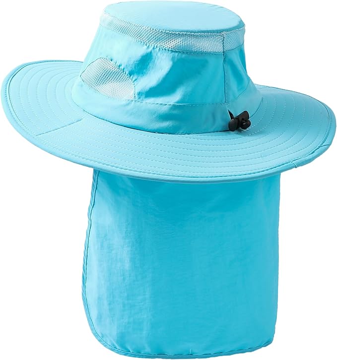UV 50+ Sun Protection Hat for Men Women, Wide Brim Bucket Hat for Outdoor Sport & Works Fishing Hat with Neck Flap