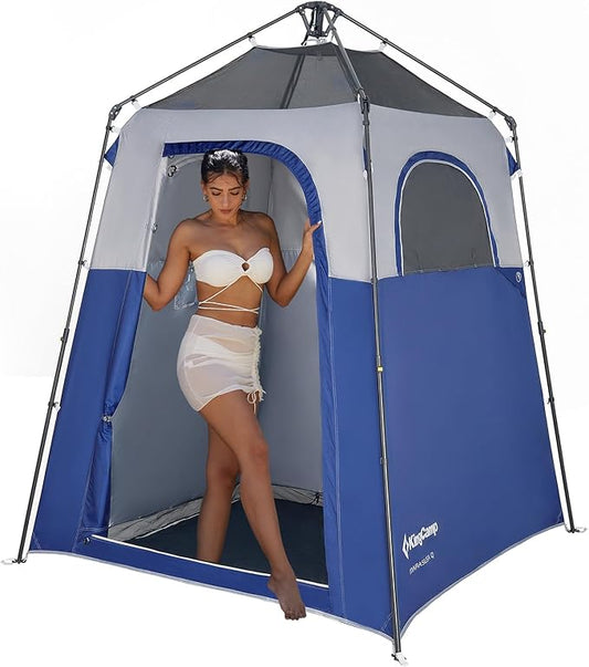 KingCamp Instant Shower Tent, Portable Superior Stable Privacy Shelter, Large Room Outdoor Toilet Tent with Floor for Beach, Camping & Hiking, Setup in Under 60s