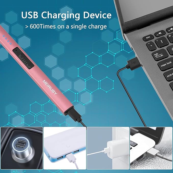 2 Pack Electric Candle Lighter, Christmas Stocking Stuffers Gifts for Women Mom Men Wife Sister, USB Arc Rechargeable Windproof Long Lighter for Candle BBQ Housewarming Birthday Gifts Idals