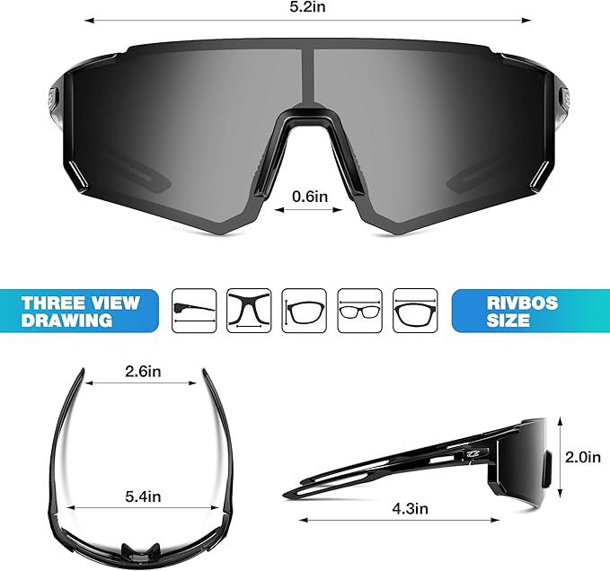 RIVBOS Youth Baseball Sunglasses for Kids(Boys&Girls) Polarized UV Protection Cycling Glasses RYS008