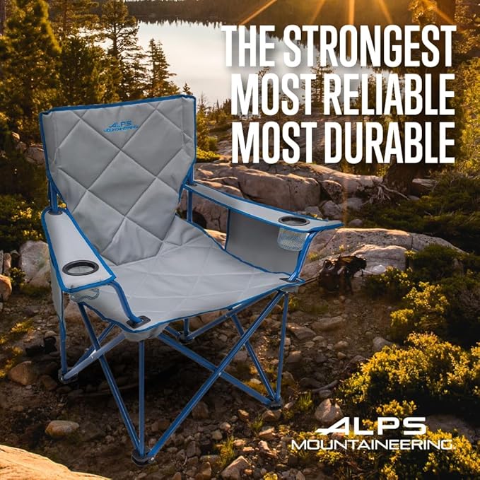 ALPS Mountaineering King Kong Camping Chairs for Adults with Mesh Cup Holders and Pockets, Built Durable and Reliable with Compact Foldable Steel Frame