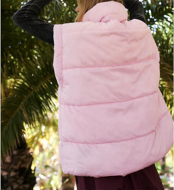 Ainangua Women's Puffer Vest Stand Collar Zipper Sleeveless Jackets Winter Lightweight Vests Warm Padded Jacket Coat