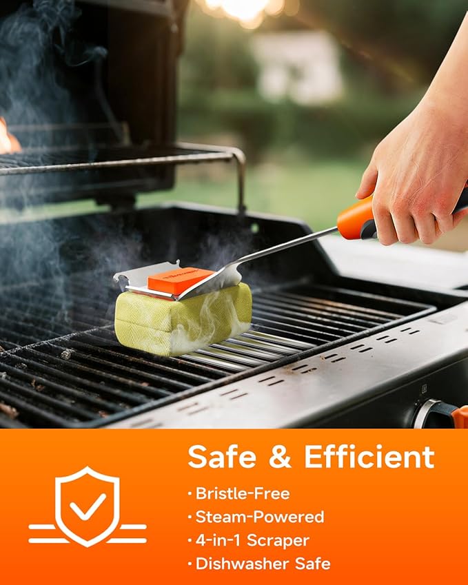 TISHI HERY Bristle Free Grill Brush Replaceable Cleaning Head, Safe BBQ Grill Brush Cleaning Pad Replacement for Cast Iron or Stainless-Steel Grates, Grill Cleaner (Replaceable Head)
