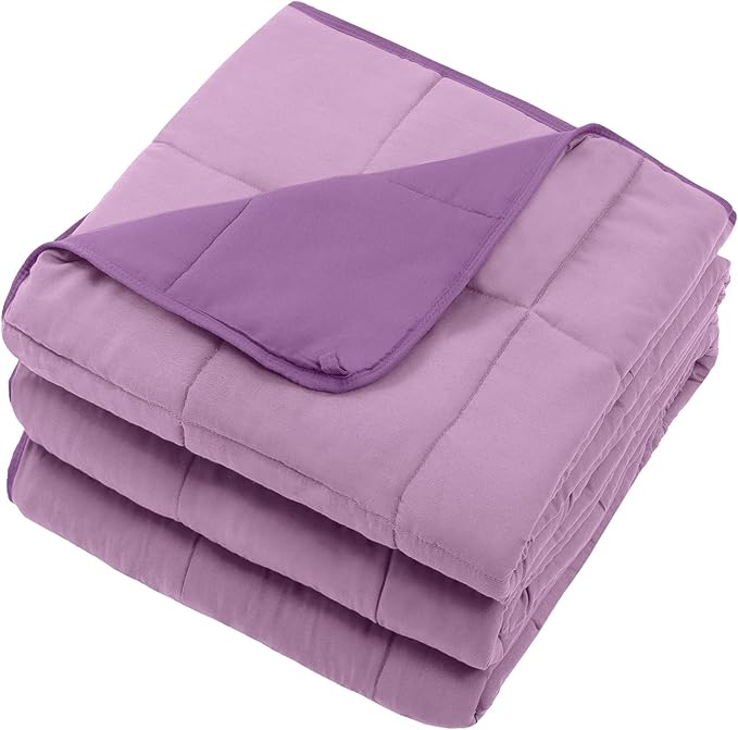 Weighted Blanket for Adults 12lbs, 48"x72" Twin Size, Cooling Heavy Blanket for 110-130lbs with Premium Glass Beads, Soft Thick Big Blankets for All-Season Sleeping Comfort Breathable, Purple