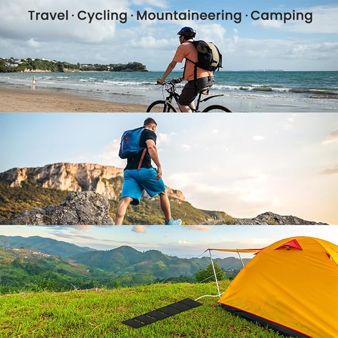 FlexSolar 40W Foldable Solar Panel Charger with USB-C and USB-A Outputs for Phones, Power Banks, Tablets - Waterproof for Camping, Hiking, Backpacking