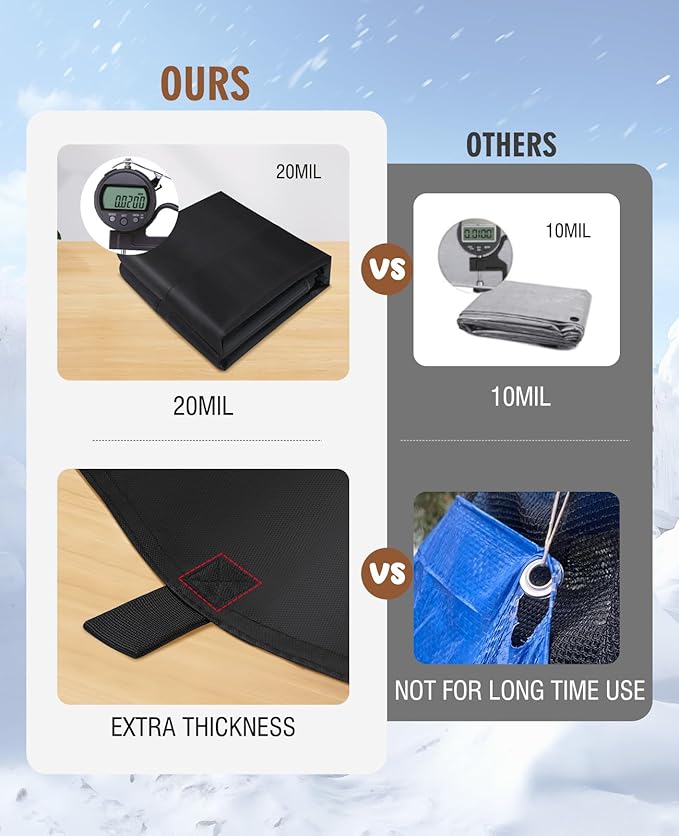 HIRALIY 20 Mil Heavy Duty Waterproof Tarp, 7x9.5ft Black Tarpaulin with Reinforced Webbing Loops, Multipurpose Oxford Canvas Tarp for Firewood, Roof, Camping, Pool