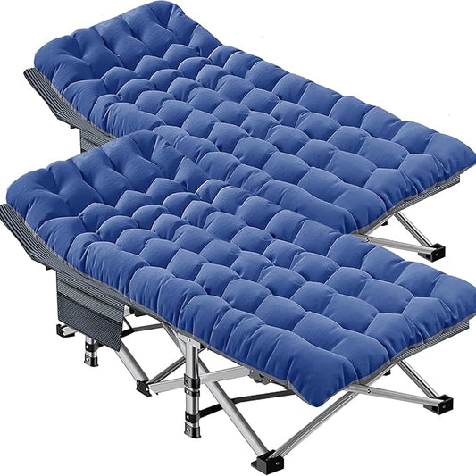 DoCred Oversized XXL Folding Camping Cot with Mattress, 2 Pack Heavy Duty Sleeping Cot Bed Portable Adults Outdoor Bed with Carry Bag, Travel Camp Cots