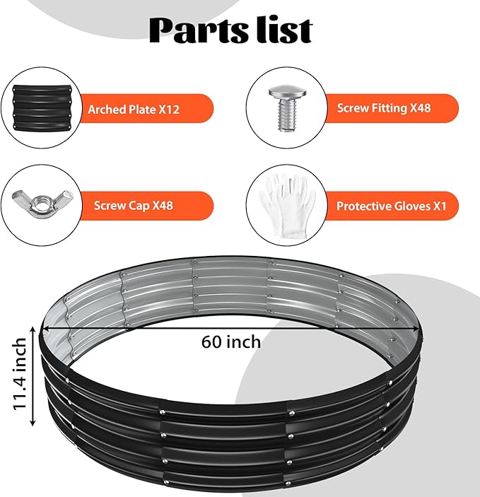 60 Inch Round Galvanized Fire Pit Ring/Fire Ring - Foldable and Perfect for Outdoor Gatherings and Campfires in The Yard/Garden/Park/Beach (Black+Gray, 5 FT Diameter+1 FT Tall)