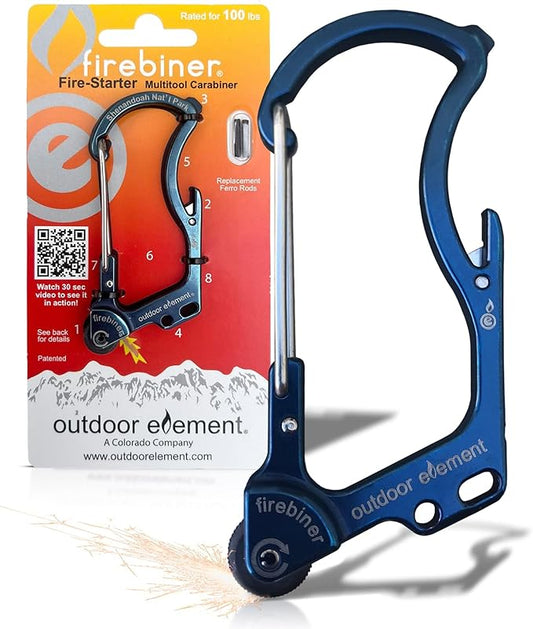 Firebiner 6-in-1 Fire-Starting Carabiner EDC Emergency Multitool -Keychain,Utility Blade,Bottle Opener,& More