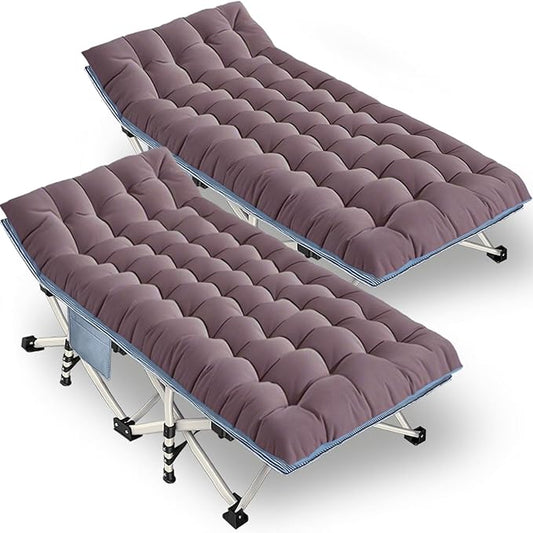 2 Pack Extra Large Cot 79" L x 32" W x 18" H Camping Cot with Comfortable Mattress XXL Sleeping cots for Adults 2 Person Camping Cots Include Carry Bag for Adults Hiking Camping Indoor Outdoor