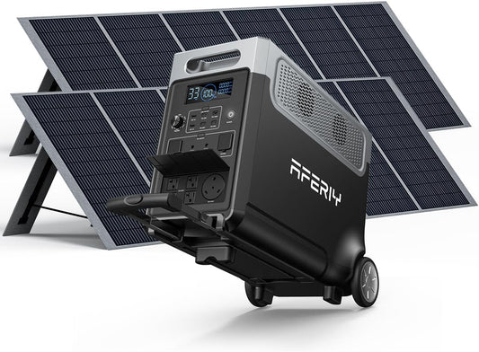 AFERIY Solar Generator 3840Wh Portable Power Station with 2X400W Solar Panel,AC Output with 120V,3600W LEP Battery,Solar Generator for Home Use,Outdoor Camping,Power Outage,Camping,RV