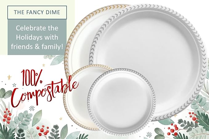 Disposable Paper Plate: Heavy Duty Elegant Eco-Friendly Compostable Paper Plates (50 Count), Tree Free Sugarcane Plate with Color Party Plate (7 inch Blue Dessert/Appetizer Plate)