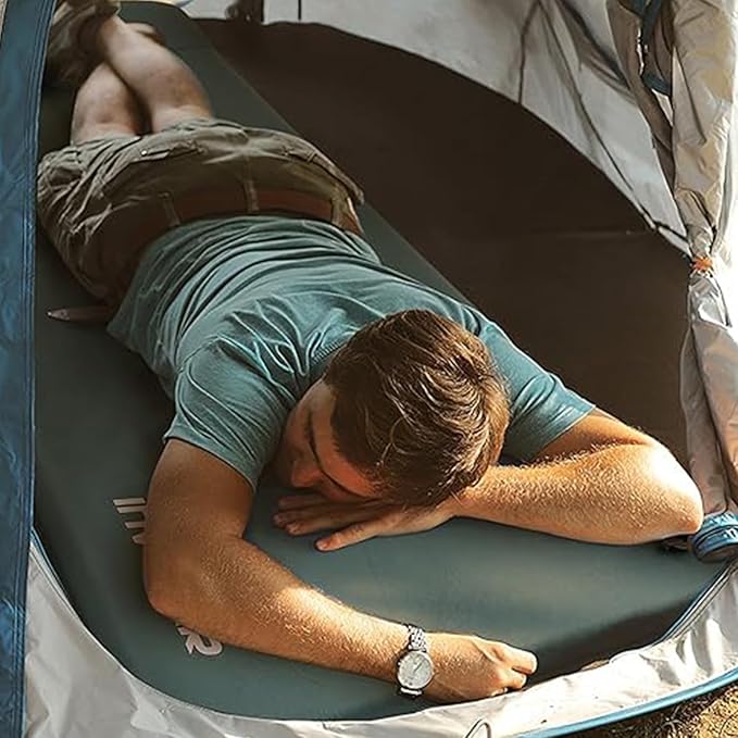 3.15" Self Inflating Camping Sleeping Pad, Ultra-Thick Elasticity Foam Fast Inflating 4-Season Insulated Durable Camping Mat Air Mattress with Pillow, for Tent, Car, Camping, Traveling, Green