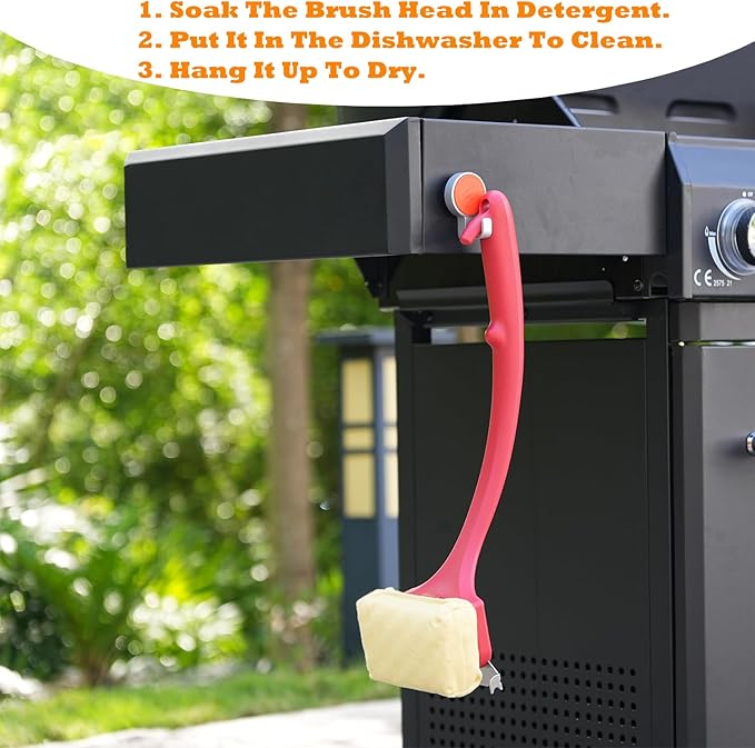 Grill Brush for Outdoor Grill, Bristle Free Steam Grill Brush with Scraper, BBQ Grilling Accessories BBQ Brush Non Metal Bristles, Grilling Accessories Fit Most Grills, Gifts for Men Dad Husband