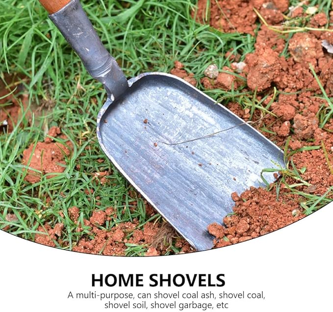 Steel Fireplace Ash Shovel, BBQ Charcoal Shovel Small Compact Coal Scoop Cleaning Flat Scooping Spade for Kitchen Sand Stove Garden Supplies Outdoor Indoor (4.3 * 7.8“)