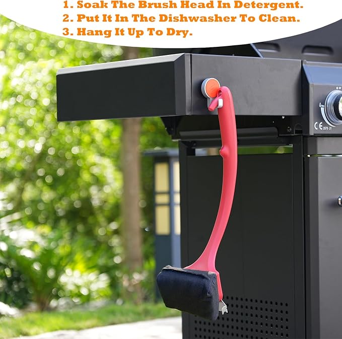 Grill Brush for Outdoor Grill, 18" Bristle Free Steam Grill Brush with SuS304 Stainless Steel Scraper, Grilling Accessories Fit for All Types Grill, Heat-Resistant & Easy to Clean, Black