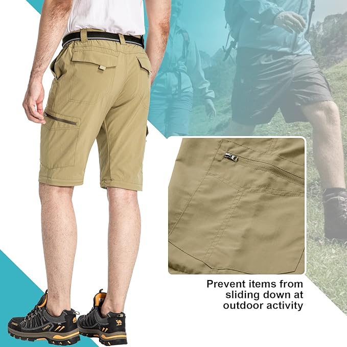 Mens Hiking Pants Convertible Lightweight Quick Dry Zip Off Fishing Safari Camping Travel boy Scout Pants