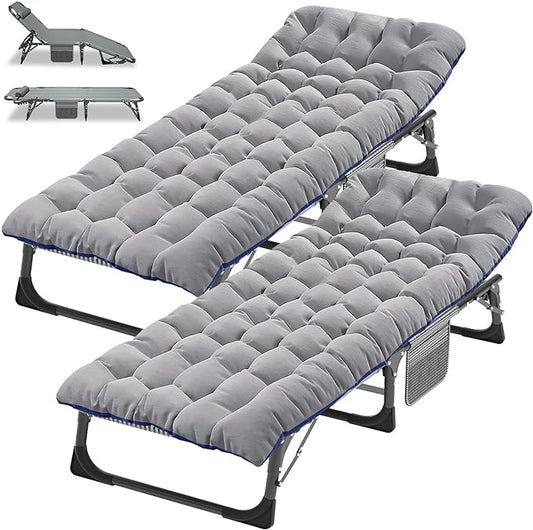 DoCred Folding Camping Cot with Mattress, 2 Pack Heavy Duty Folding Cot for Adults, Portable Sleeping Cot Bed Adults Outdoor Bed with Carry Bag, Travel Camp Cots