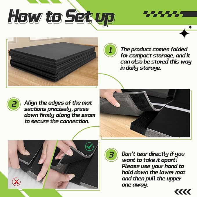 GYMMALL Wrestling Mat 10'x10'/6.6'x10' for Home Outdoor Indoor, 1.2" Thick Foldable XPE Jiu Jitsu Floor Exercise Mat for Gymnastics, PE Training, BJJ, MMA, Martial Art, Grappling, Judo, Boxing, Yoga