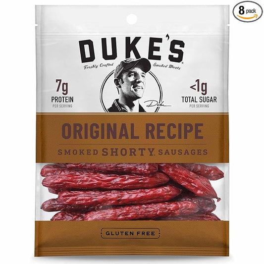 Duke's Pork Original Smoked Shorty Sausages, 7g Protein Per Serving, 4 oz. (Pack of 8)