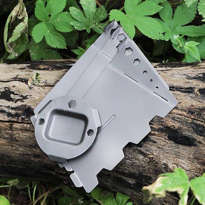 Titanium Alcohol Stove with Foldable Windproof Panel Windscreen Stand, Titanium Portable Lightweight Pot Stand Alcohol Stove Set Suitable for Outdoor Camping Picnic Backpacking Cooking