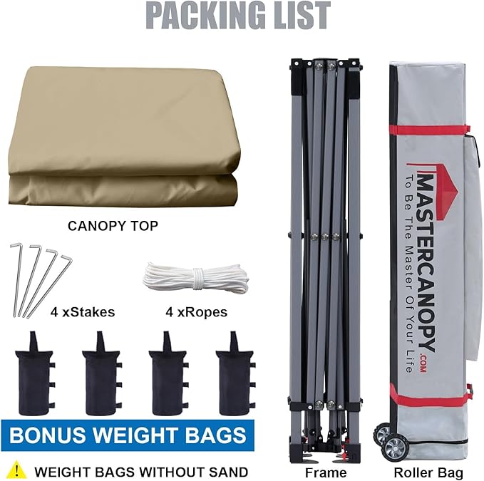 MASTERCANOPY Heavy Duty Pop-up Canopy Tent with Sidewalls (10x10,Beige)