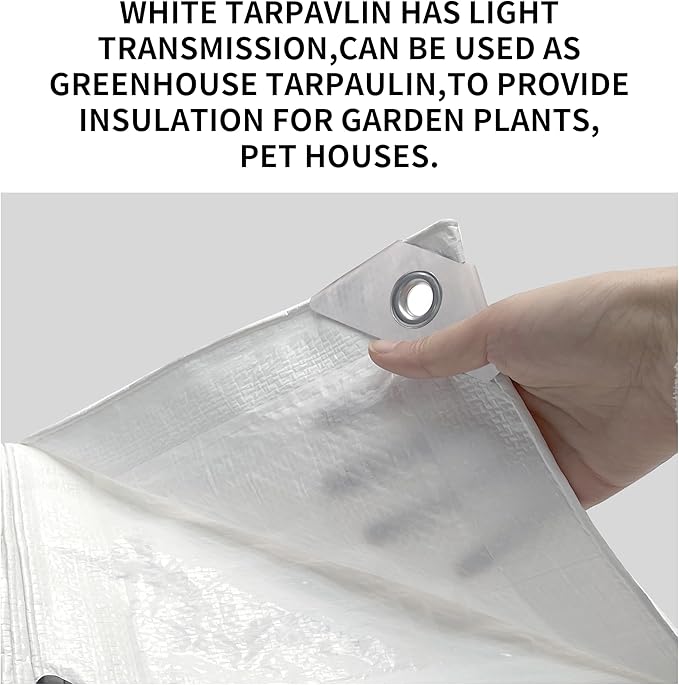 TARPAL 5x5 Feet Small Tarp Waterproof(2 Pack) White tarps Multipurpose Protective Cover All Purpose Poly Tarps Cover for Firewood Outdoor Furniture etc